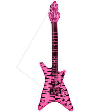 Inflatable Pink and Black Rock Guitar with Strap 95cm