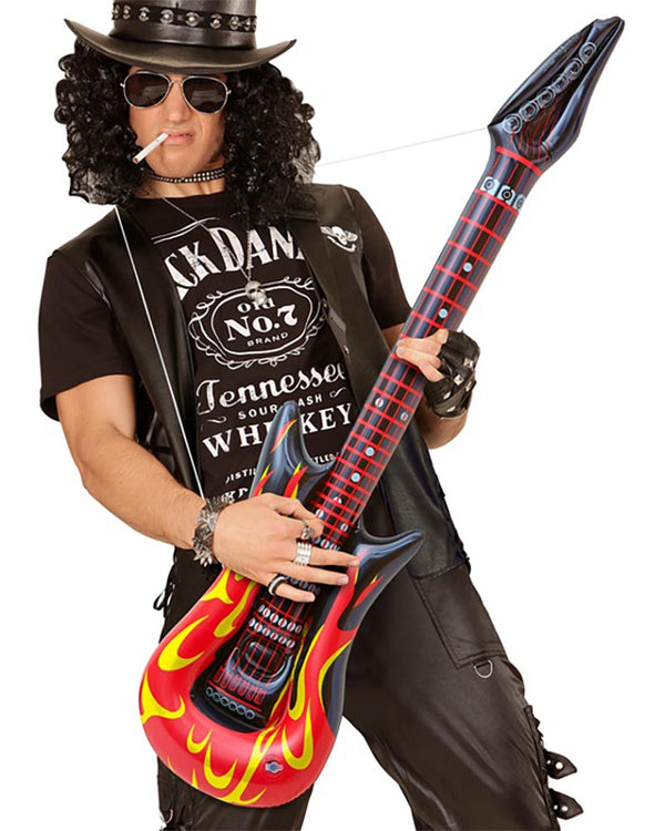 Inflatable Rockstar Guitar with Flames 1m