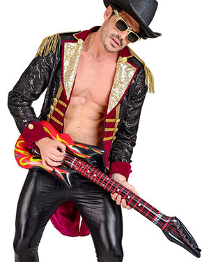 Inflatable Rockstar Guitar with Flames 1m