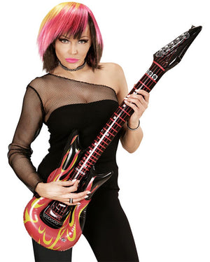Inflatable Rockstar Guitar with Flames 1m