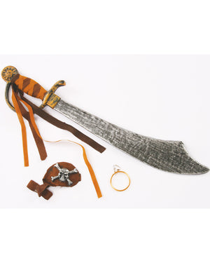 Instant Pirate Eye Patch Earring And Scimitar Set