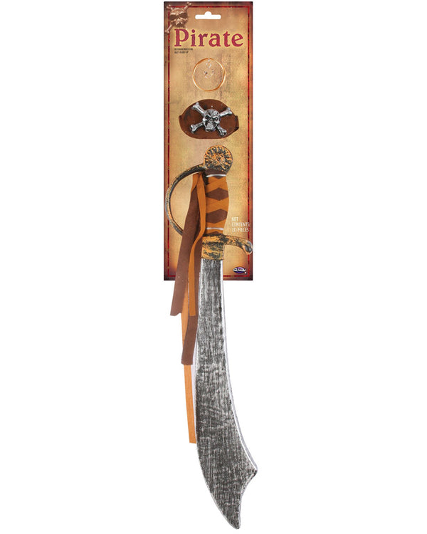 Instant Pirate Eye Patch Earring And Scimitar Set