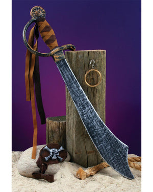 Instant Pirate Eye Patch Earring And Scimitar Set