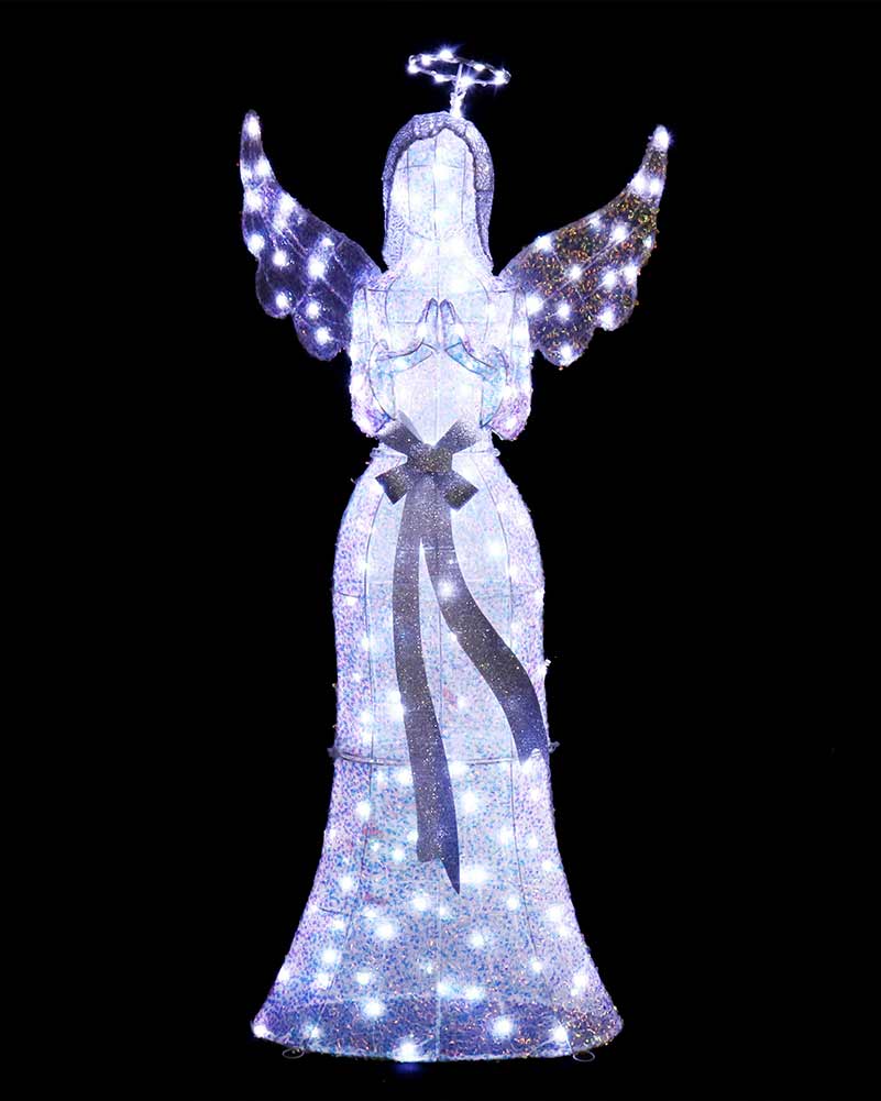 Iridescent Sequin Angel Twinkling Christmas Light Decoration 1.2m