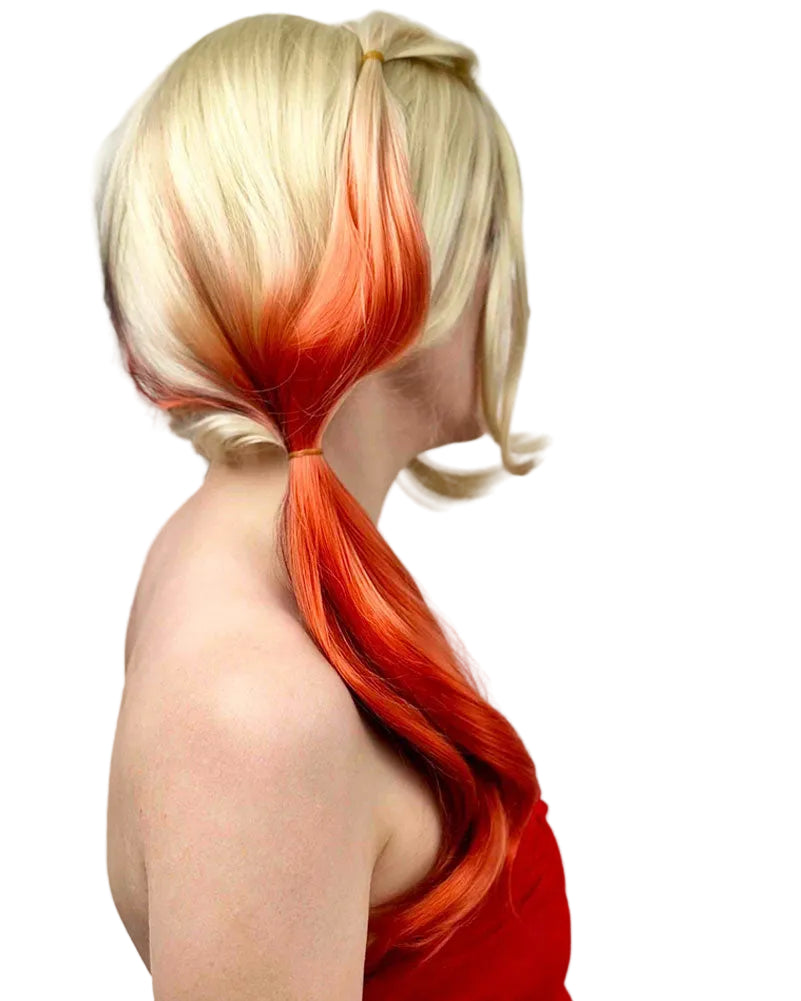 Joker Girl Blonde Pigtails with Red and Blue Tips Cosplay Premium Wig