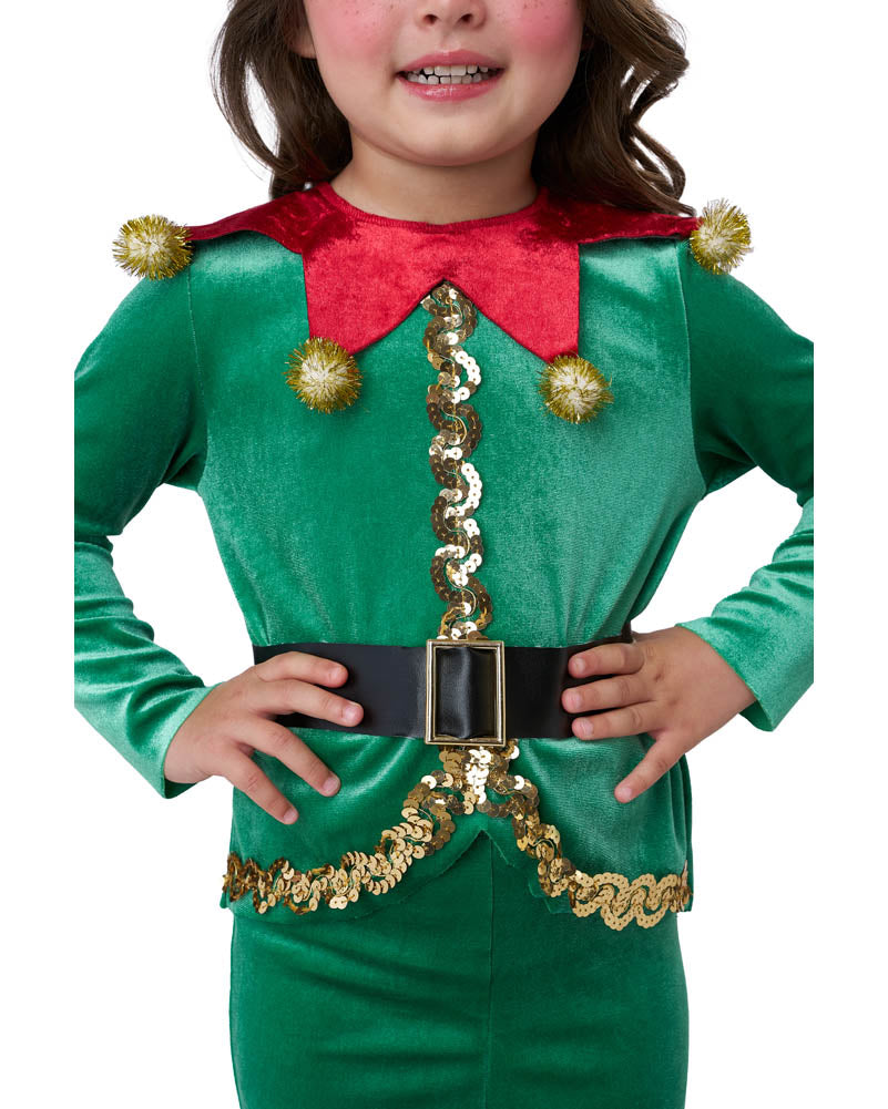 Jolly Christmas Elf Girls Costume