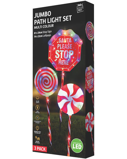 Jumbo Flashing Stop Sign With Lollipops Christmas Decoration Pack of 3
