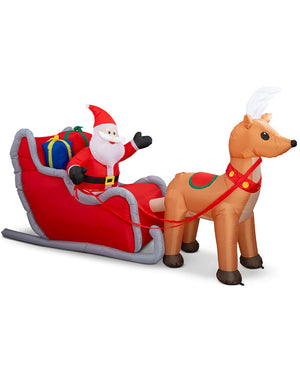 Jumbo Santa Sleigh Reindeer Inflatable Christmas Decoration 3m
