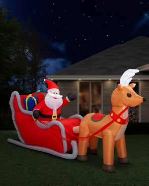 Jumbo Santa Sleigh Reindeer Inflatable Christmas Decoration 3m