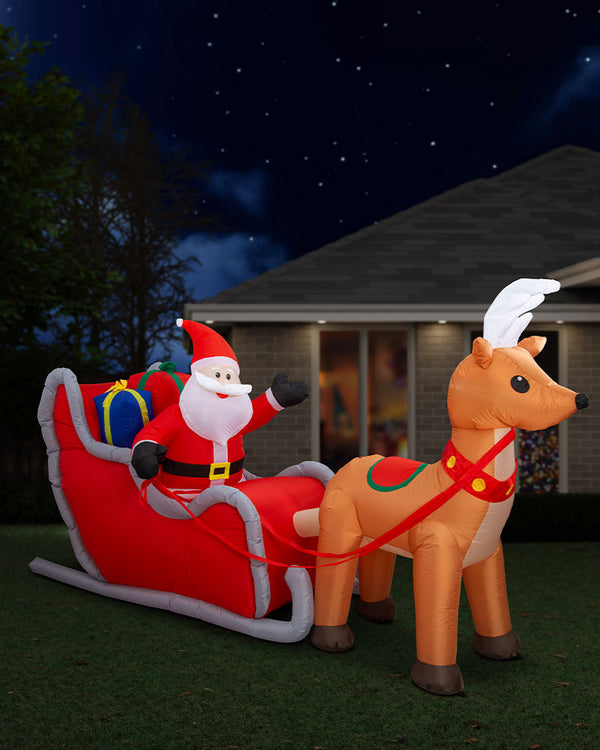 Jumbo Santa Sleigh Reindeer Inflatable Christmas Decoration 3m