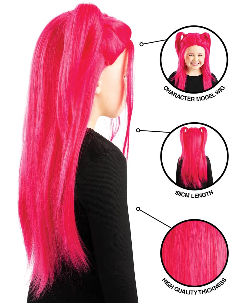 K-Pop Demon Hunters Mira Bright Pink Kids Wig