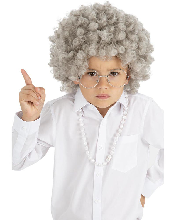 Granny Perm Grey Curly Kids Wig