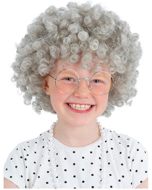 Granny Perm Grey Curly Kids Wig