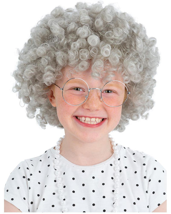 Granny Perm Grey Curly Kids Wig