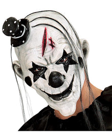 Killer Clown Halloween Mask with Hair and Mini Hat