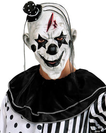 Killer Clown Halloween Mask with Hair and Mini Hat