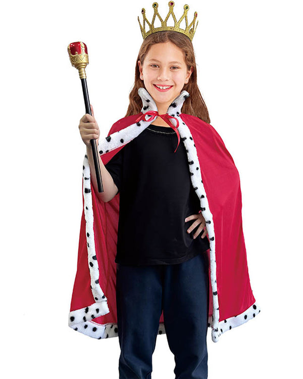 King Cape Crown and Sceptre Kids Accessory Set