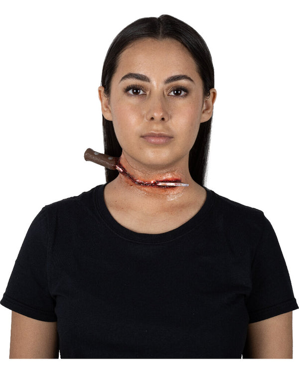 Knife In Neck Luxury FX Appliance Transfer Prosthetic Wound