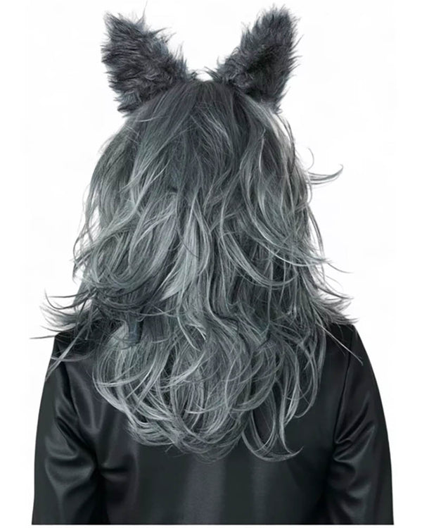 Lady Werewolf Grey Wig and Ears Set