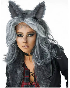 Lady Werewolf Grey Wig and Ears Set