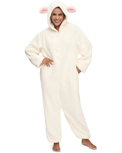 Lamb Hooded Adult Jumpsuit
