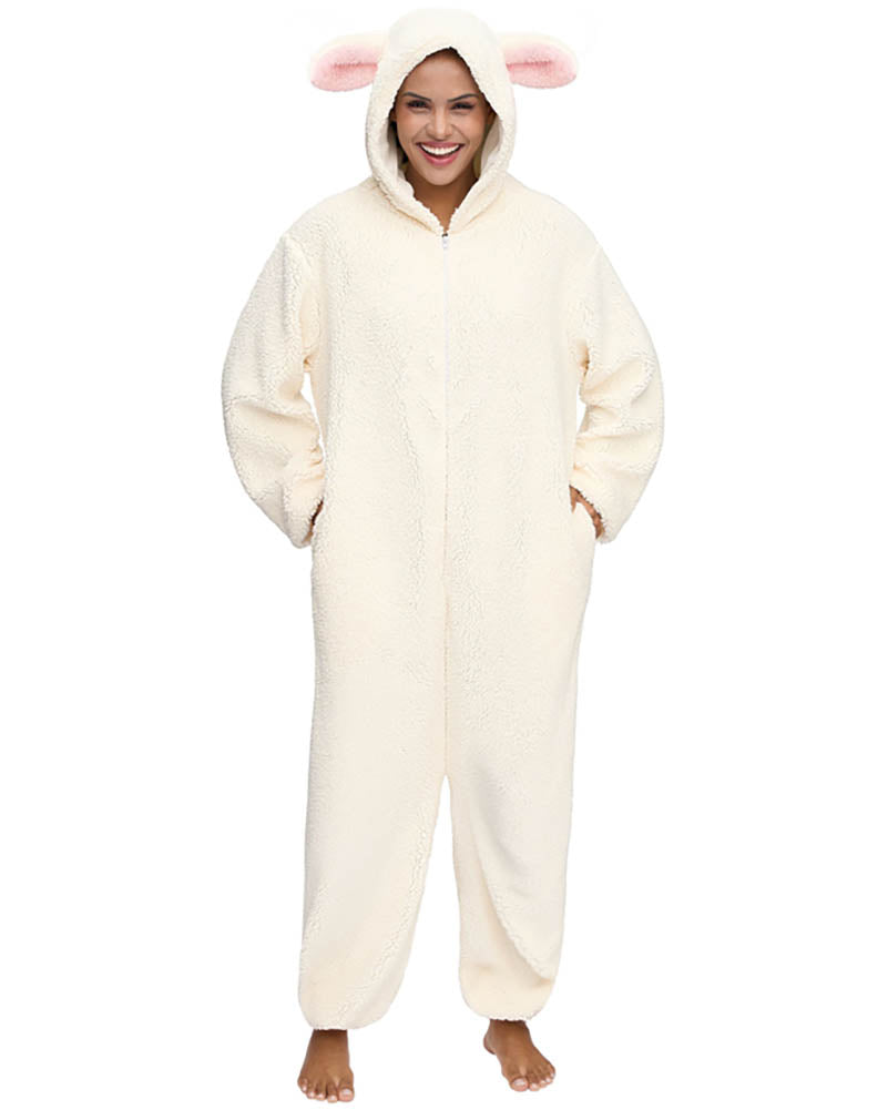 Lamb Hooded Adult Jumpsuit
