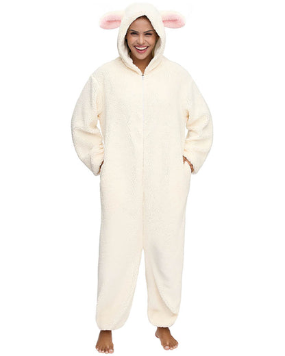Lamb Hooded Adult Jumpsuit