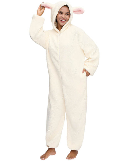 Lamb Hooded Adult Jumpsuit