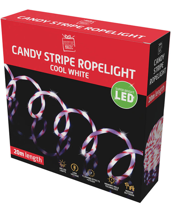Flashing Candy Cane LED Christmas Ropelight 20m