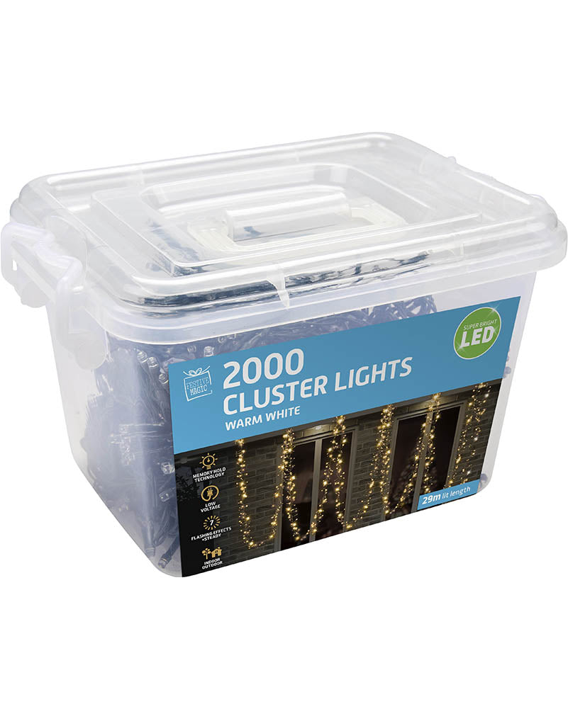 Warm White Cluster Lights 2000 Piece LED Lights