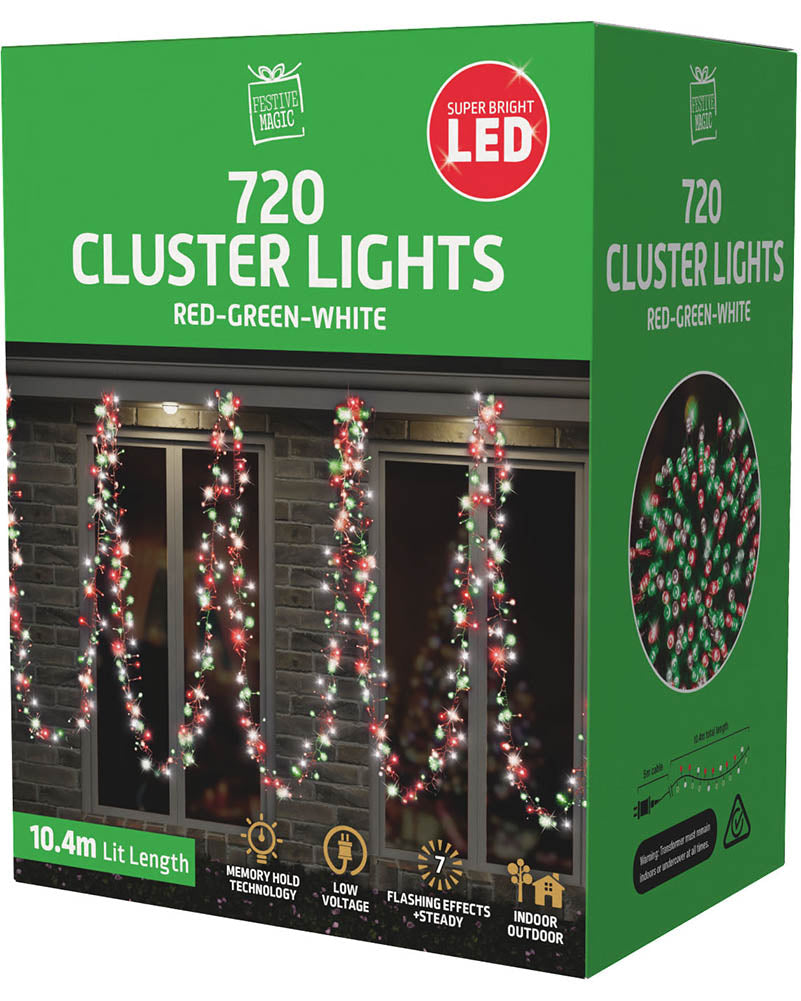 Christmas Cluster Lights 720 Piece LED Lights