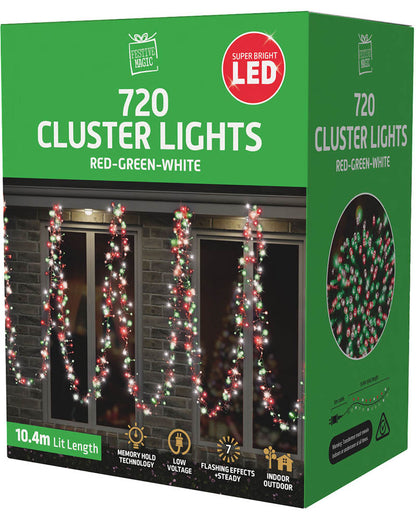 Christmas Cluster Lights 720 Piece LED Lights
