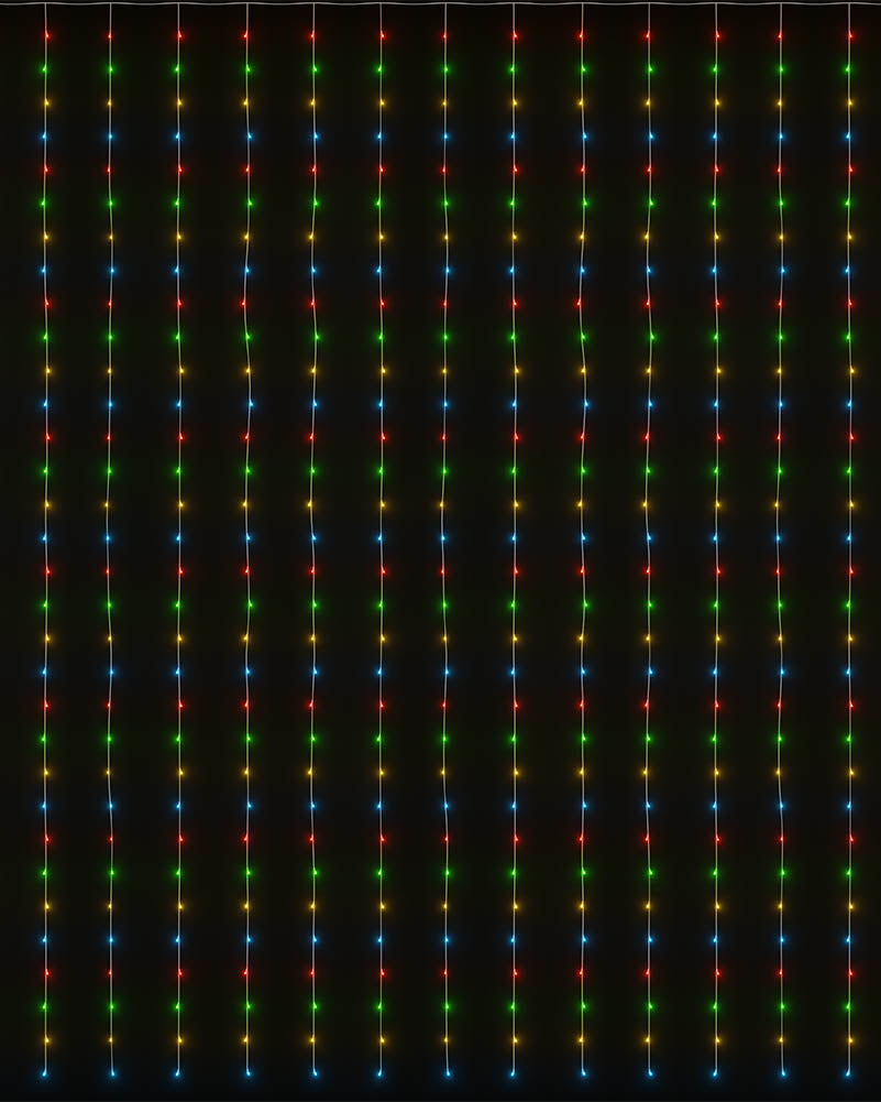 Flashing Multicolour 600 Piece LED Curtain Lights 6m