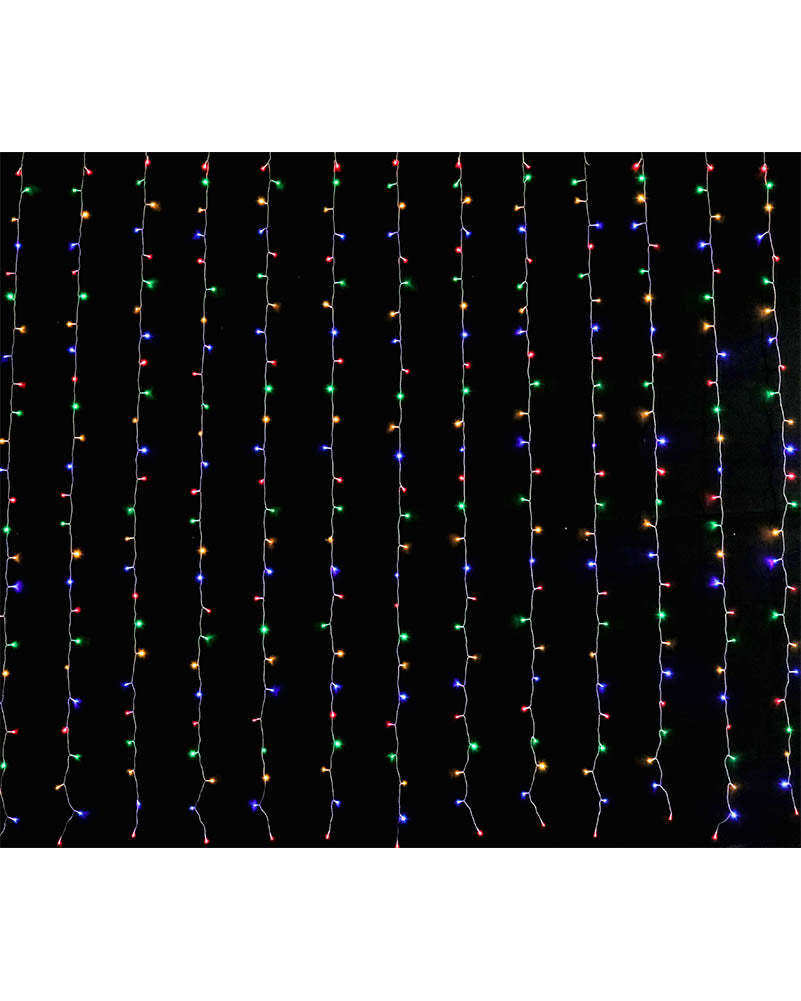 Flashing Multicolour 600 Piece LED Curtain Lights 6m
