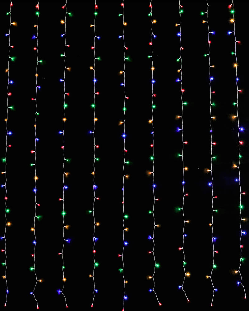 Flashing Multicolour 600 Piece LED Curtain Lights 6m
