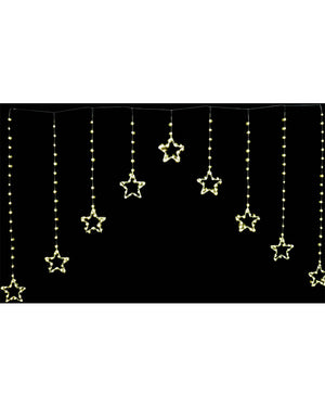 Gold Dew Drop Star Curtain LED Christmas Lights