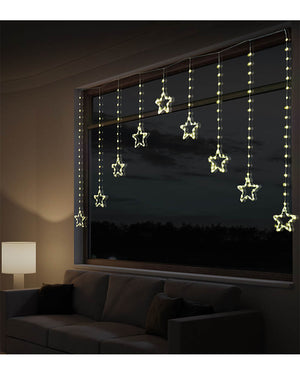 Gold Dew Drop Star Curtain LED Christmas Lights