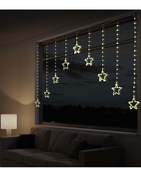 Gold Dew Drop Star Curtain LED Christmas Lights