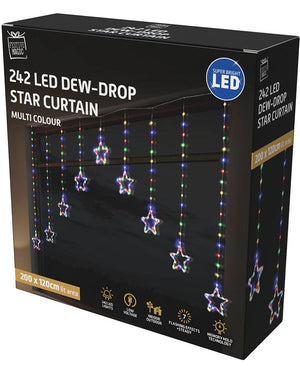 Multicolour Dew Drop Star Curtain LED Christmas Lights
