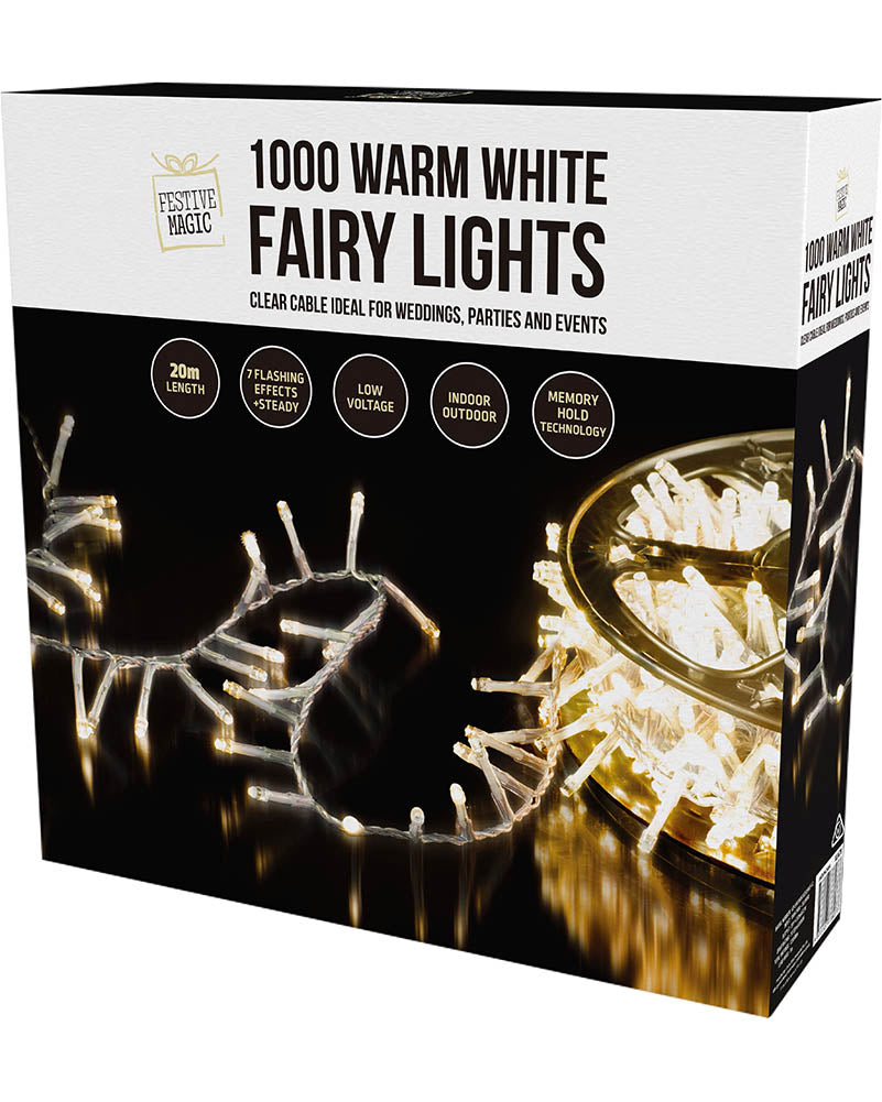 Warm White 1000 Piece LED Fairy Lights on Reel