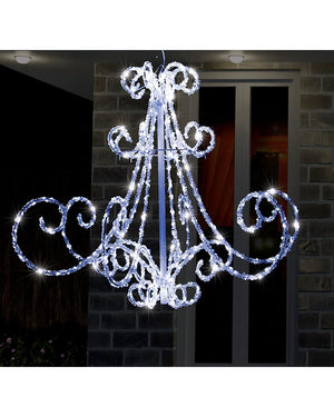White Acrylic Chandelier Flashing LED Christmas Light 75cm