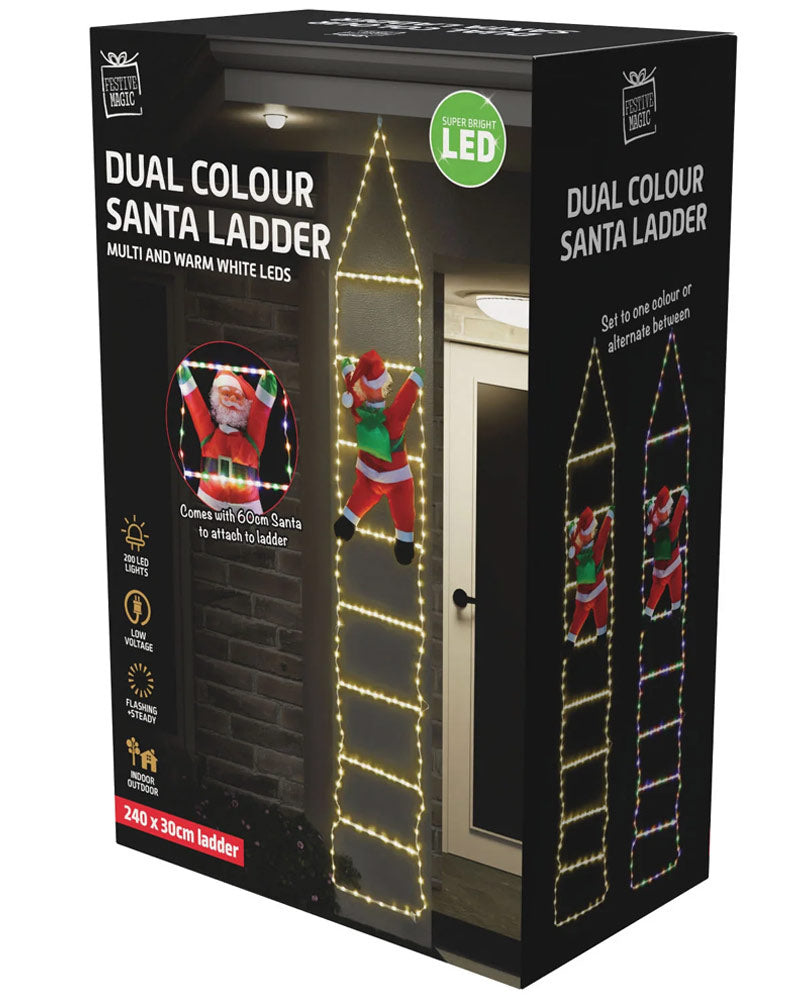 Christmas LED Flexi Cable Ladder with Santa 2.4m