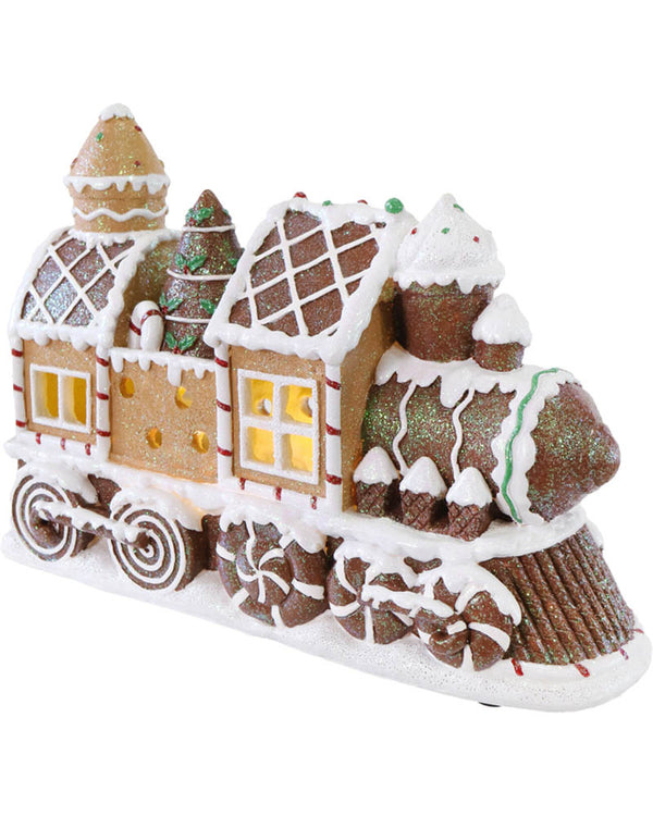 LED Resin Gingerbread Train Christmas Decoration 24cm