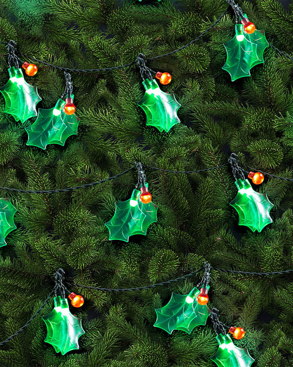 Green Holly LED Christmas Lights 5.8m
