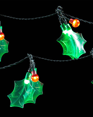 Green Holly LED Christmas Lights 5.8m
