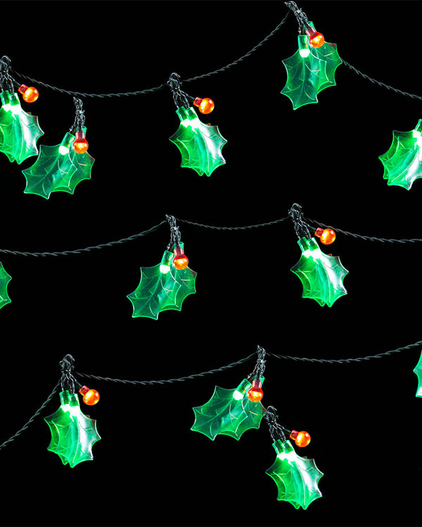 Green Holly LED Christmas Lights 5.8m
