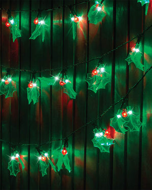 Green Holly LED Christmas Lights 5.8m