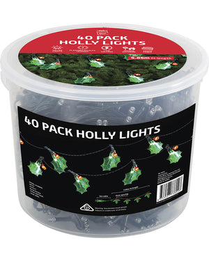 Green Holly LED Christmas Lights 5.8m