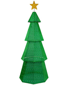 Flashing 4 Tier Green Mesh Tree LED Christmas Light 1.8m