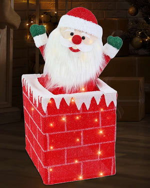 LED Moving Santa In Chimney Christmas Decoration 75cm